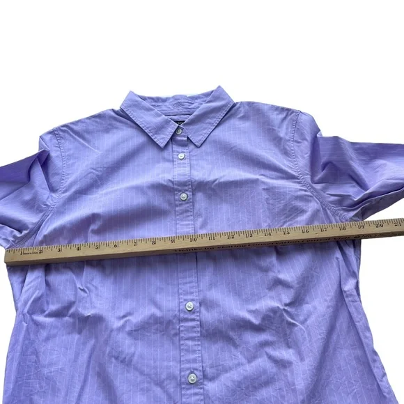 Banana Republic Womens Size 12 Riley Lilac Purple Striped Cotton Blend Button Up - Picture 7 of 12